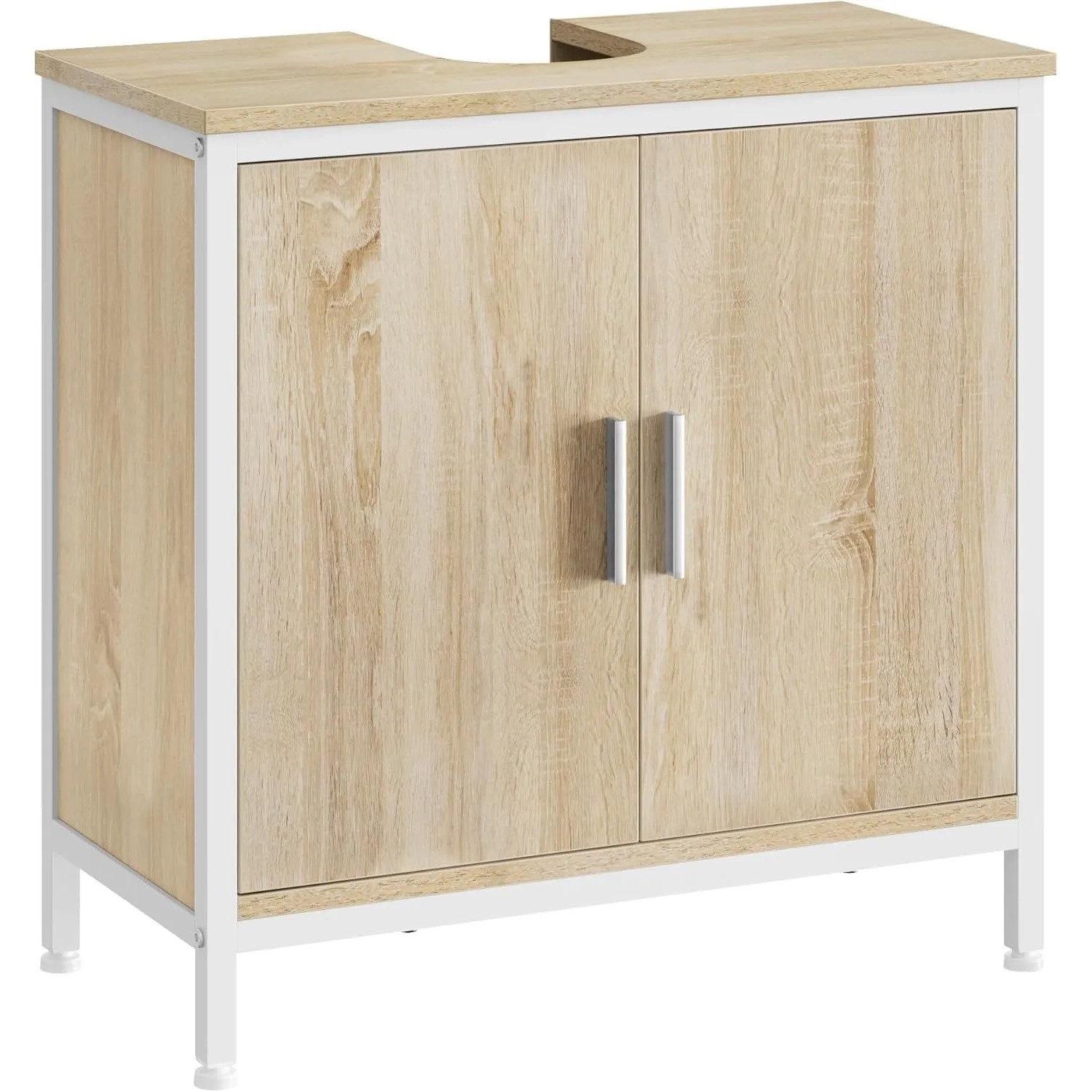 EUGAD Waschbeckenunterschrank 60 x 60 x 30 cm Weiß mit höhenVerstellbarer Trennwand