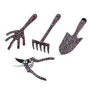 Galaflor Kleingeräte Set aus Stahl mit Blumenmotiv 4 Teile