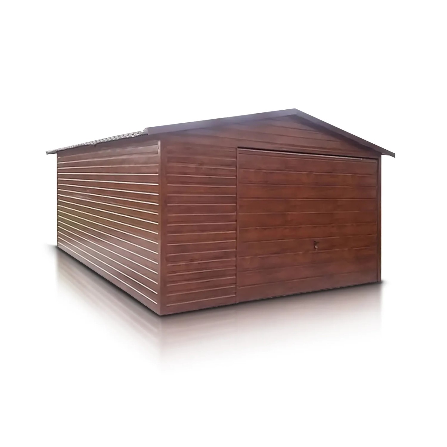 Liderstal Einzelgarage Standard aus Blech 400 x 600 cm Satteldach Schwingtor Holzoptik