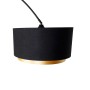 Moderne Bogen Stehleuchte in Schwarz mit Duo Schirm (schwarz/gold) XXL. Innenleuchte für Wohnzimmer.