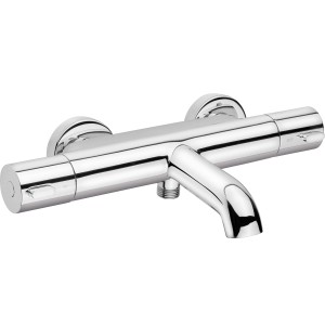 Chromfarbene baliv Thermostat-Wannenarmatur WA-5030 mit zwei Drehreglern.