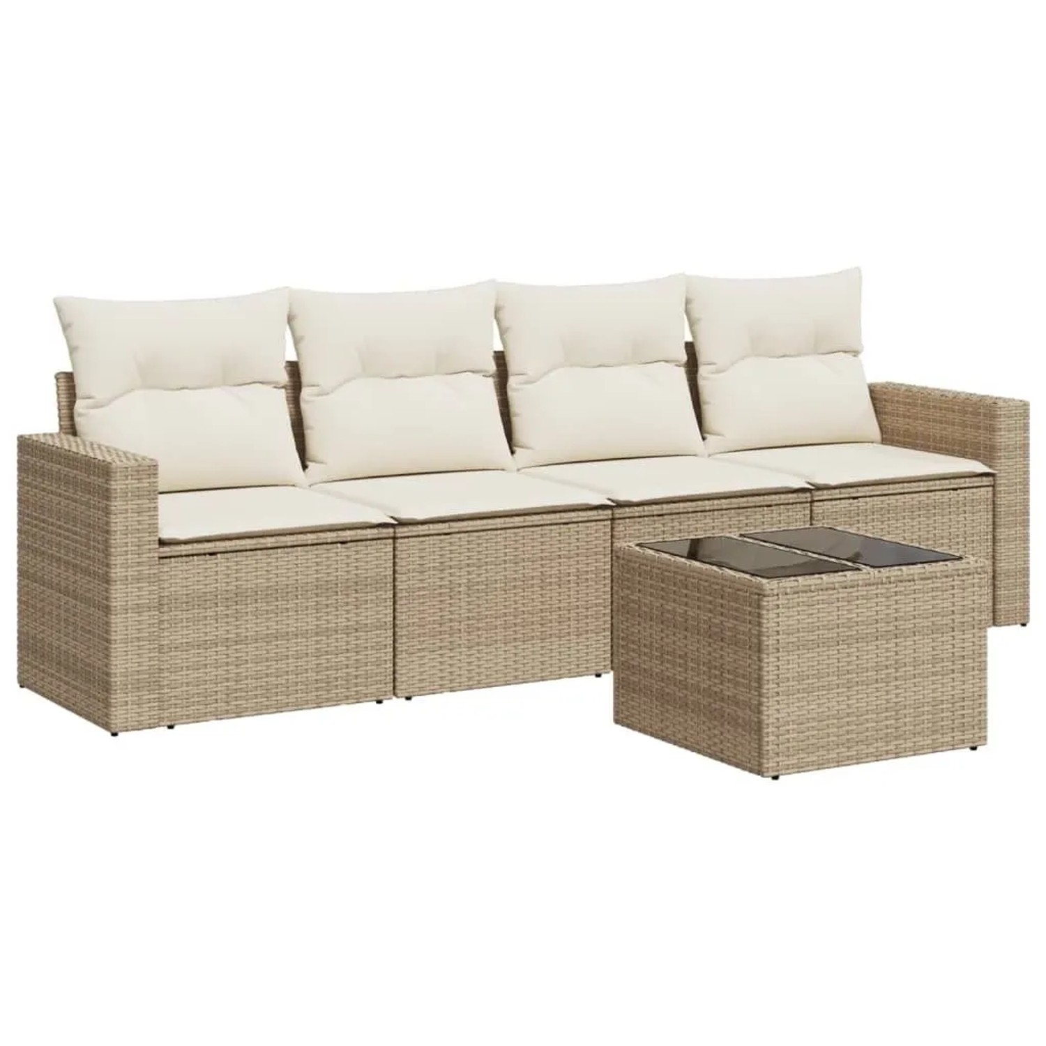 vidaXL 5-Tlg Garten-Sofagarnitur mit Kissen Beige Poly Rattan 3251025 günstig online kaufen