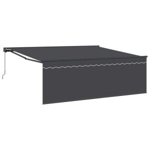 vidaXL Einziehbare Markise in Gelb-Weiß, 350x250 cm, für Terrasse & Garten.