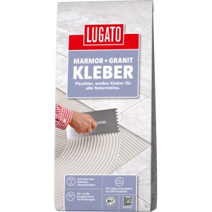 Verpackung Kleber Marmor + Granit 5 kg, flexibler Fliesenkleber für Naturstein.