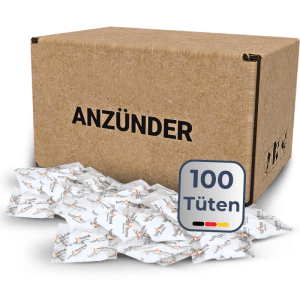 DELUKE Kaminanzünder 100 Stück Ideal für Kamin Grill Feuer Geruchlose Grillanzünder Kohleanzünder Ofenanzünder Feueranzünder