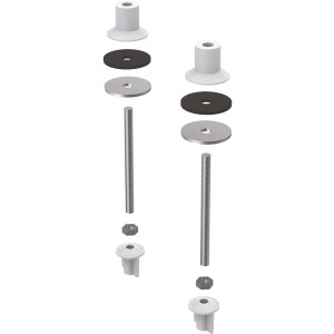KG Befestigungsatz für Badmöbel, bestehend aus Schrauben, Muttern und Dichtungen.