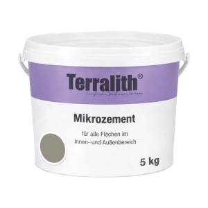 Eimer Terralith Mikrozement Fix & Fertig Dunkelgrau, gebrauchsfertige Designspachtelmasse für Putz, Mörtel & Zement.