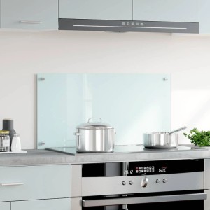 DELUKE Küchenrückwand Glas 80x40cm Weiß Wandverklediung Küche Wandschutz Spritzschutz Herdspritzschutz Glasplatte