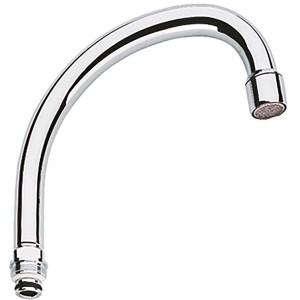 Grohe Rohrauslauf, Ausladung 140 mm, Chrom, schwenkbar, mit Mousseur.