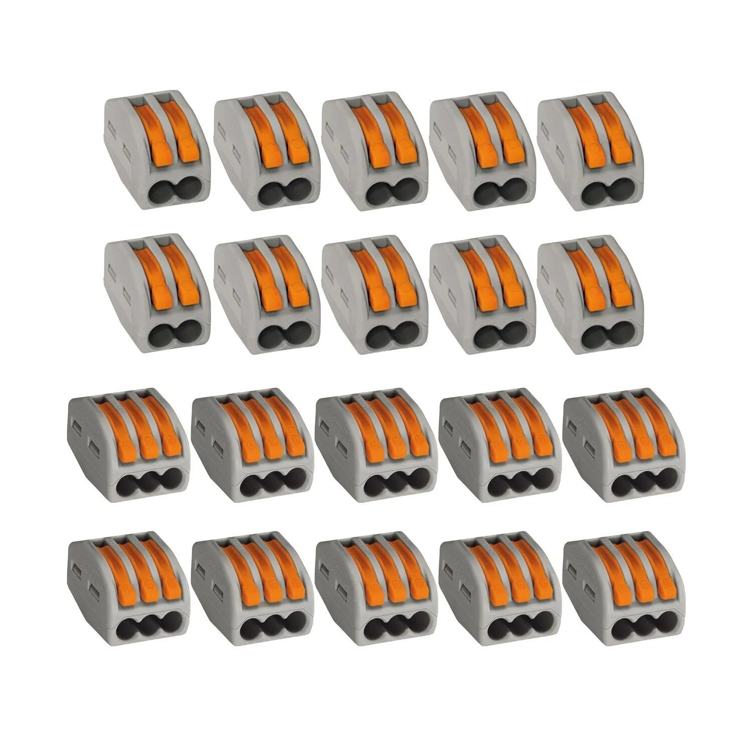 vasalat Set WAGO 222 Verbindungsklemmen 2-polig 3-polig 0,08-4 mm² 20-teilig
