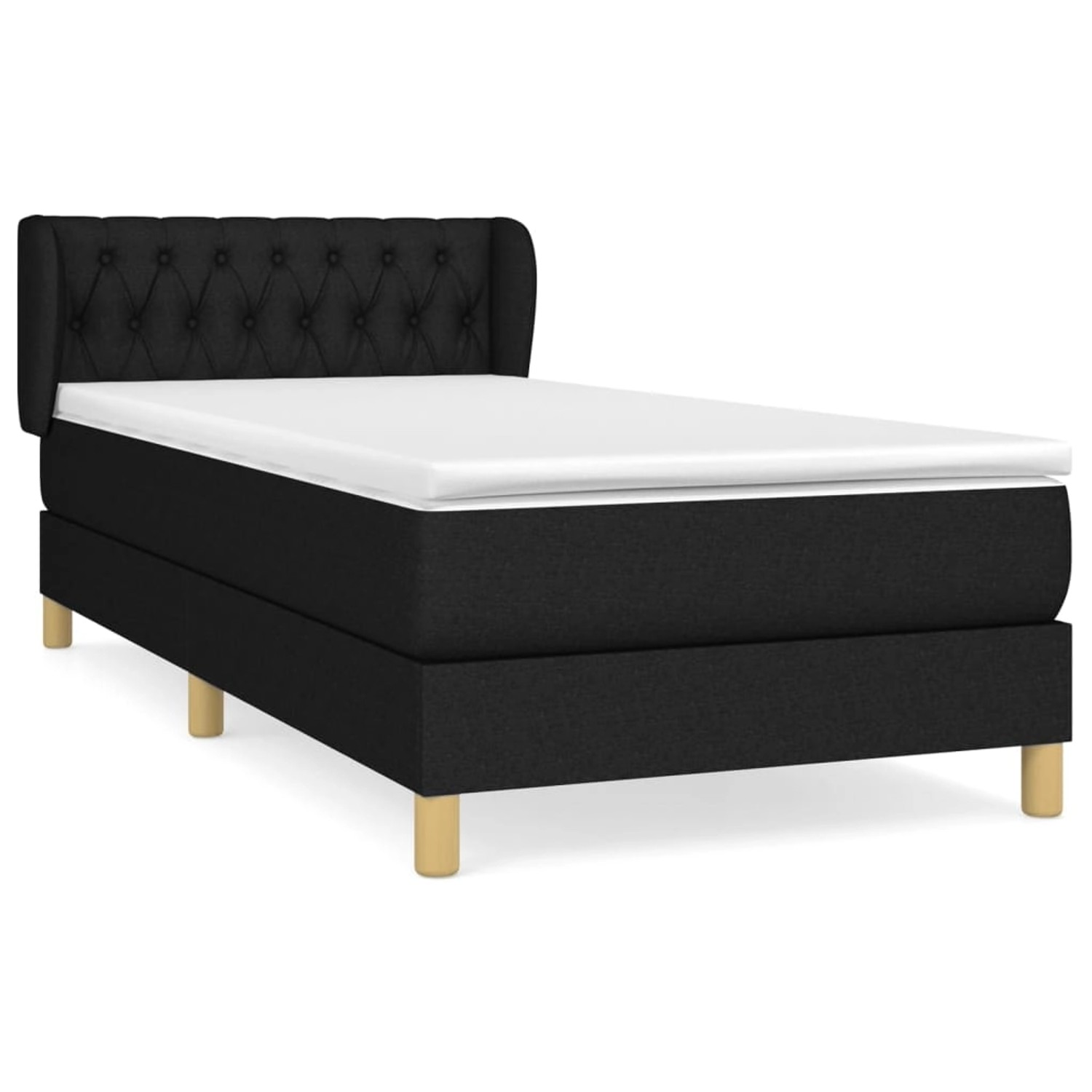 vidaXL Boxspringbett Boxspringbett mit Matratze Schwarz 90x200 cm Stoff Bet günstig online kaufen