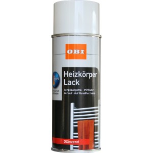 OBI Heizkörper Lack Spray, Weiß glänzend, 400ml Dose. Spezial-Spray für Heizkörper.