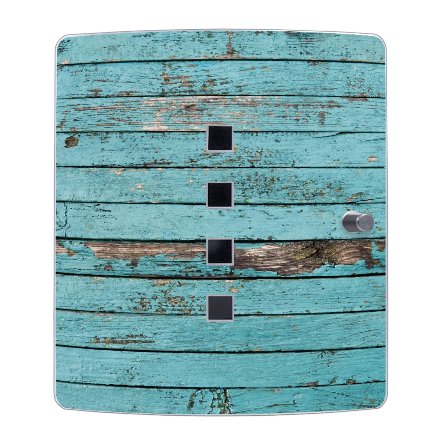 Banjado Schlüsselkasten Edelstahl, Motiv blaue Holzlatten, für 10 Schlüssel. Garderobenleiste.