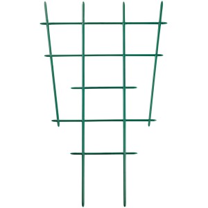 Zwei grüne, gerade Blumengitter (44 cm) aus Kunststoff für Topfpflanzen.