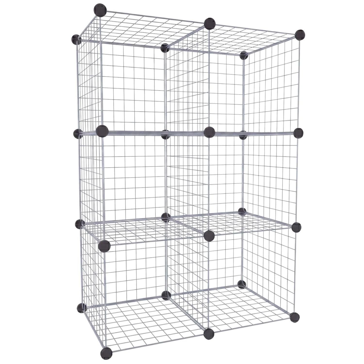 Relaxdays Steckregal Stahl Silber 6 Würfel Stecksystem 110 cm x 75 cm x 37 cm