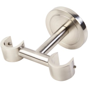 Deckenhalterung in Edelstahloptik für Gardinenstangen, 50x90x100 mm.