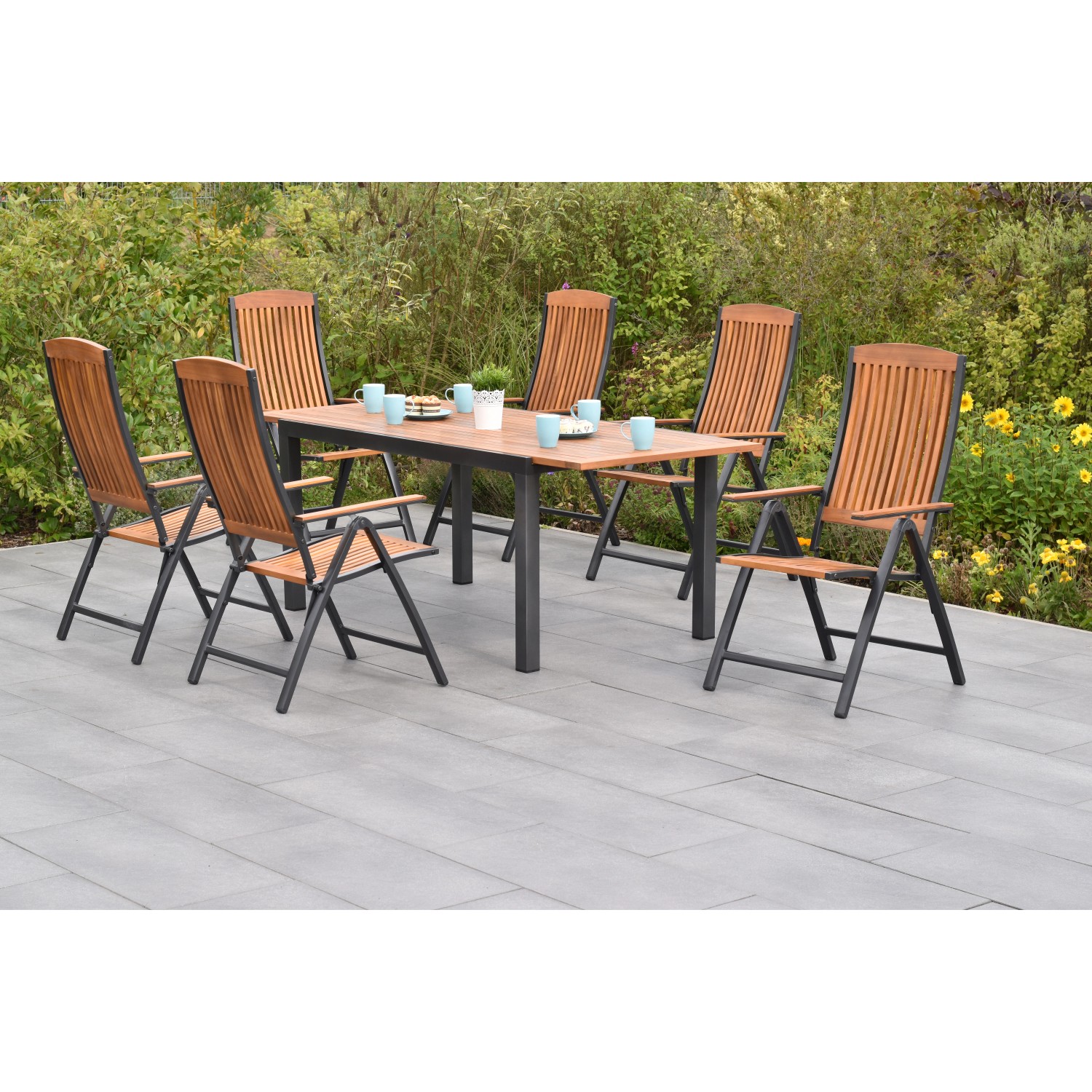 Merxx Athos Set 7-tlg. mit Gartentisch Ausziehbar 180/250 x 100 cm günstig online kaufen