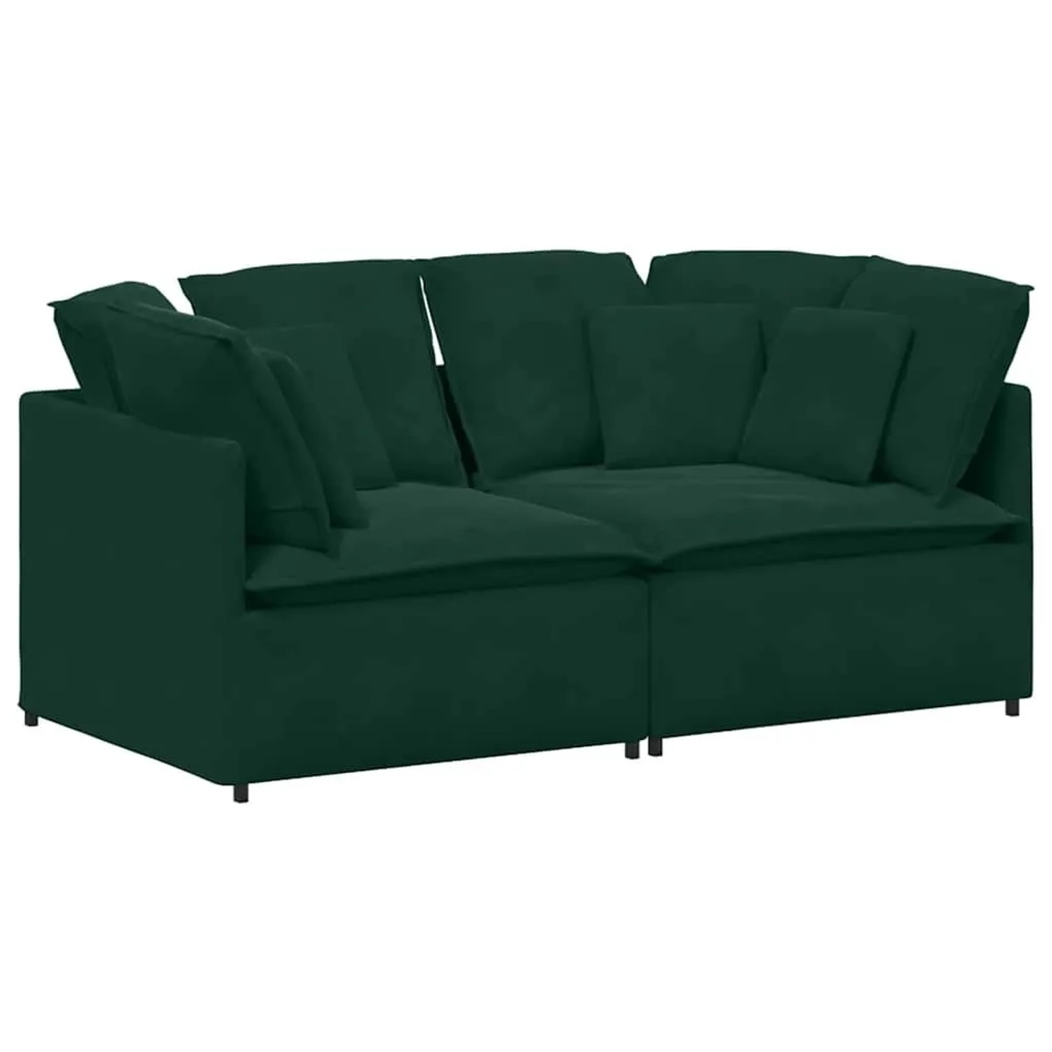 vidaXL Modulares Sofa mit Kissen Samt Dunkelgrün 3321251
