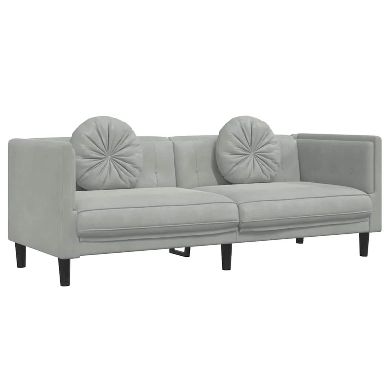 vidaXL Sofa mit Kissen 3-Sitzer Hellgrau Samt 372642