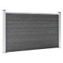 Schwarzes vidaXL Zaunelement Set aus WPC, 699x105 cm, mit Aluminiumpfosten.
