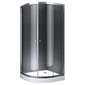 Viertelkreis Duschkabine 100x100 cm mit Klarglas und Schiebetüren, Komplettdusche für moderne Bäder.