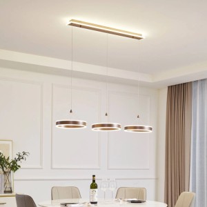 Moderne, braune LED-Pendelleuchte Lucande Kolo, 3-flammig für Wohn- und Esszimmer.