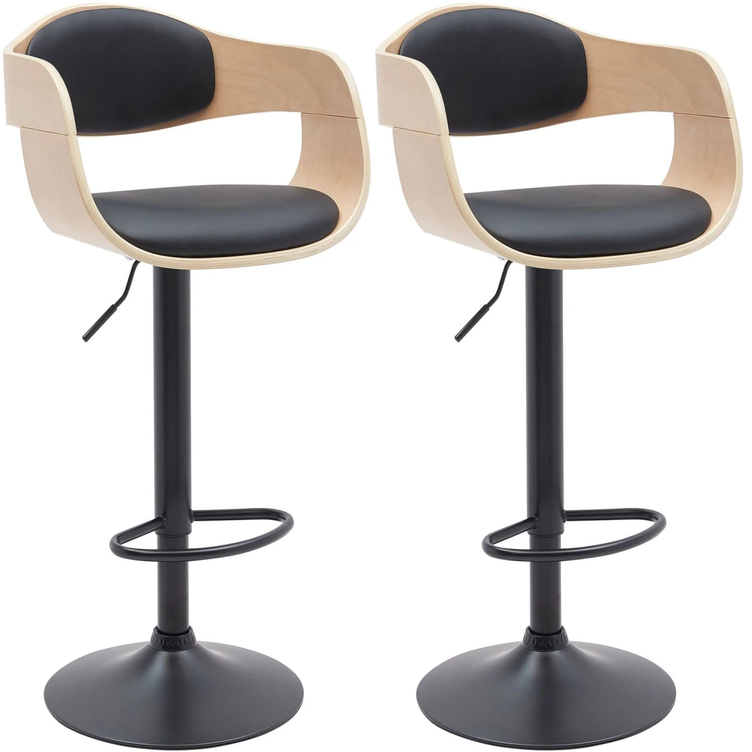 CLP 2er Set Barhocker Kingston natura/schwarz/Kunstleder