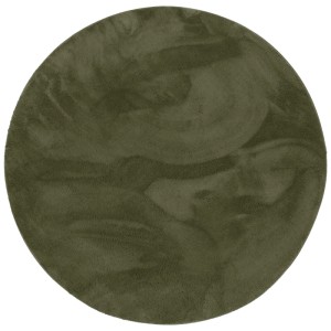 Runder, tannengrüner Fellteppich „Pergamon Luxus Super Soft“ mit weicher Oberfläche, 200 cm Durchmesser.
