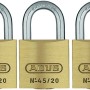 Abus Triples Set: 3 Vorhängeschlösser, 20 mm, Messingkorpus, Stahlbügel für Taschen, Koffer, Schränke.