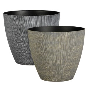 Mica Decorations Topf Mambo, 2er-Set, grau und grün, Ø 32,5 cm. Pflanztöpfe für Garten und Balkon.