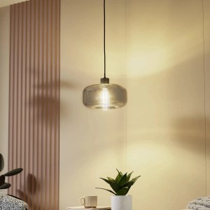 Lindby Pendelleuchte Hildur 10030744 in Alu aus Glas 1-flammig E27 Wohnzimmerleuchte