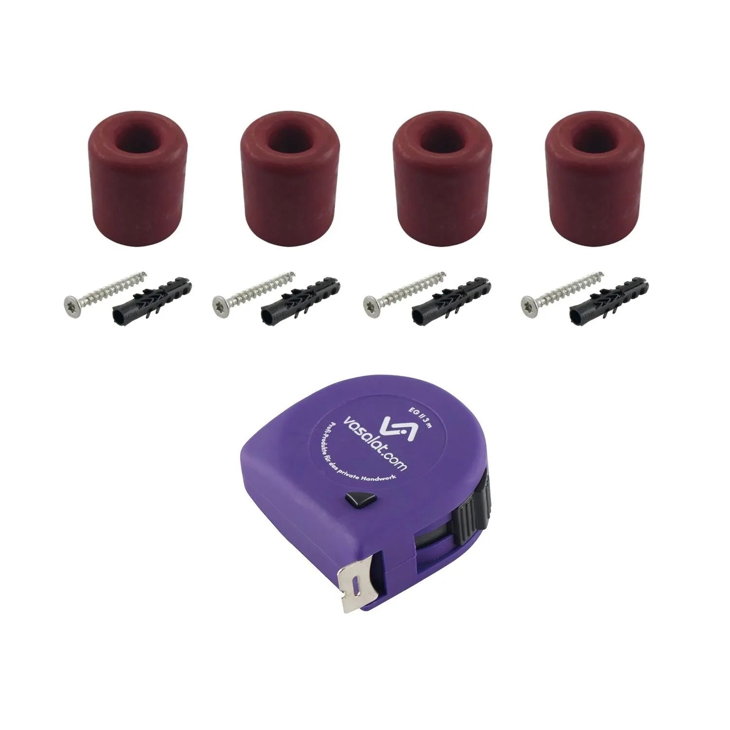 vasalat Set Gummistopper Boden & Wand zum Schrauben Ø 30 mm H 30 mm Rot