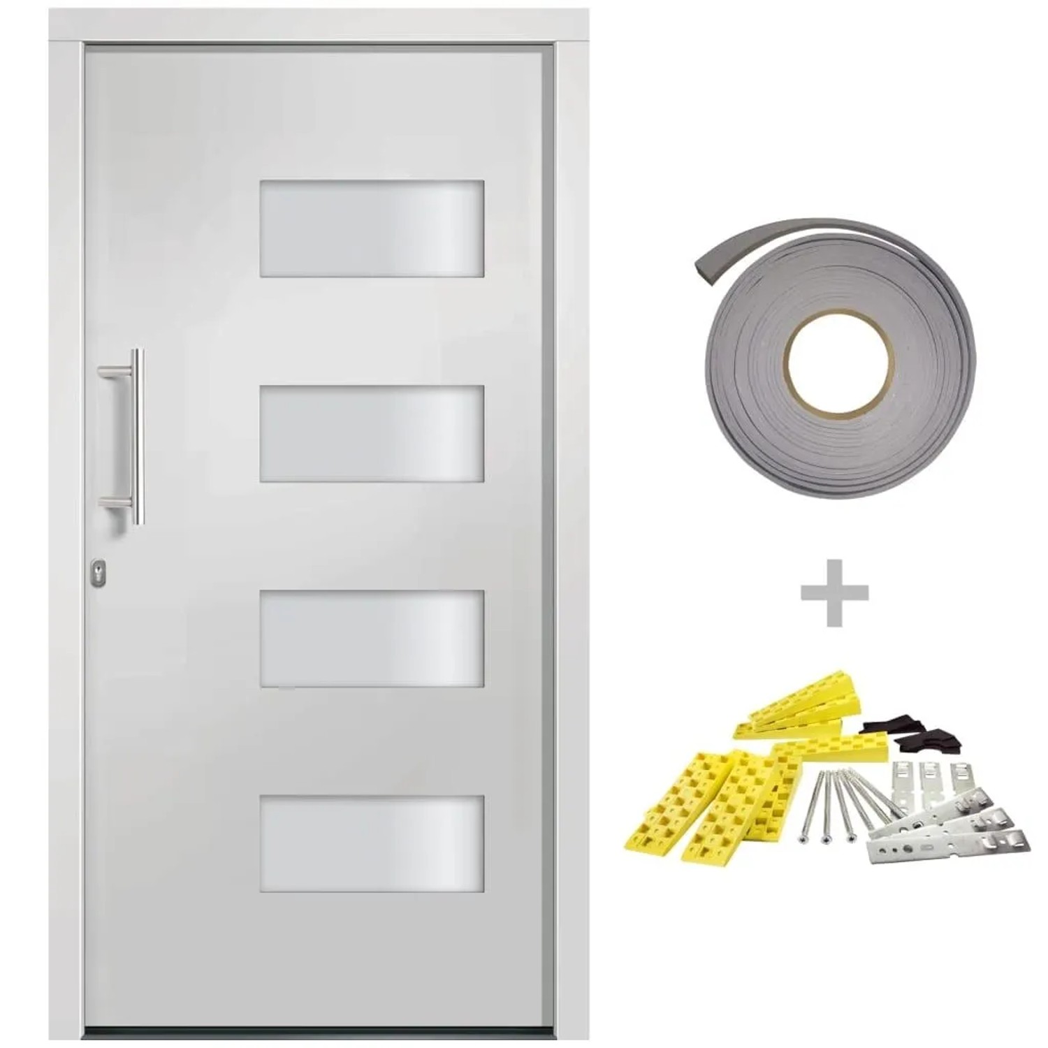 vidaXL Haustür Aluminium und PVC Weiß 100x210 cm 3056822