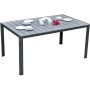 Graue 5-tlg. Sitzgruppe Olivia: Gartentisch mit Nonwood-Lattung und Aluminiumgestell.