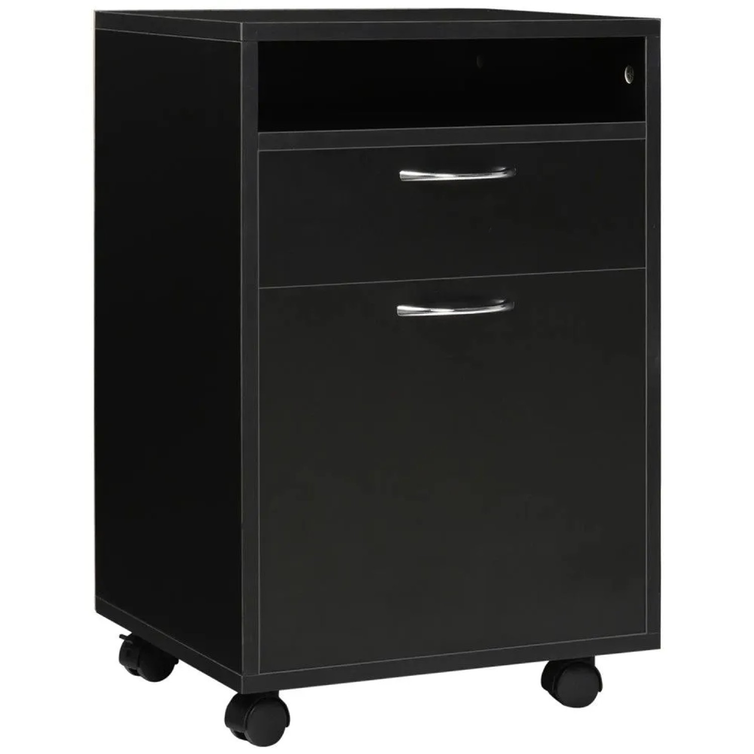 HOMCOM Rollcontainer mit Schublade für Büro Arbeitszimmer Schwarz 40 x 35 x 60cm
