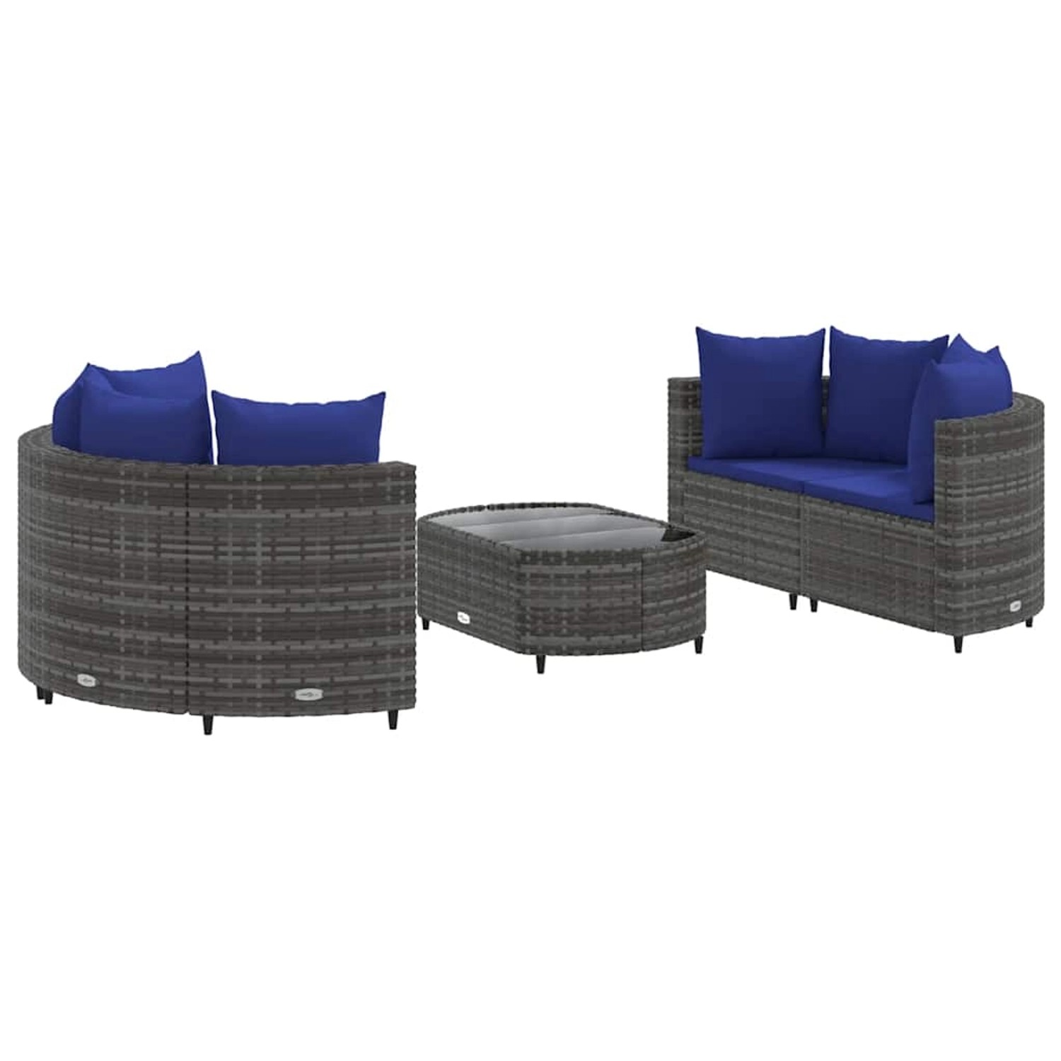 vidaXL 5-Tlg Garten-Sofagarnitur mit Kissen Grau Poly Rattan 3308447 günstig online kaufen
