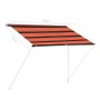 Ausziehbare Markise, 100x150 cm, orange-braun gestreift, mit Stahlrahmen für Terrasse und Balkon.