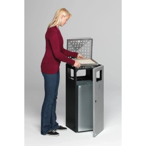 PROREGAL Eckiger Kombiascher Mit Einflügeltür Deckel 80 Liter HxBxT 92 x 40 x 40 cm Stahl Anthrazit