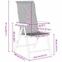 vidaXL Garten Essgruppe, 3-tlg, braun, Poly Rattan, höhenverstellbar, Maße werden angezeigt.