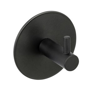 Schwarzer Schöner Wohnen Wandhaken Uno Meleto aus Edelstahl, zur Wandmontage.