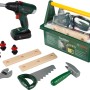 Bosch Werkzeug-Box mit Akkuschrauber, Hammer, Säge und weiterem Spielzeug-Werkzeug.