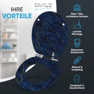 Sanilo WC-Sitz Marmor Darkblue mit Absenkautomatik, Holz Toilettendeckel