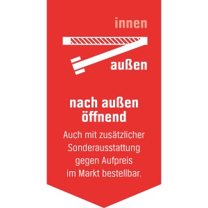 Symbol: Haustür öffnet nach außen. Zusatzausstattung gegen Aufpreis im OBI Markt.