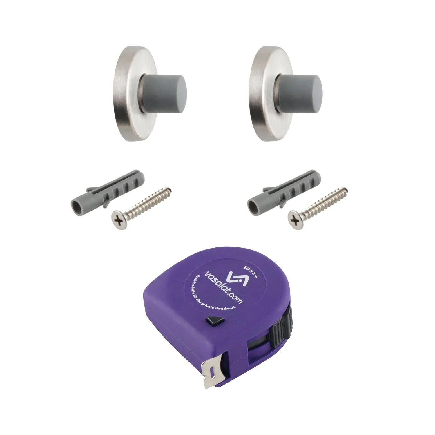 vasalat Set Türstopper Wand mit Dämpfer Ø 20 mm L 28 mm Edelstahl