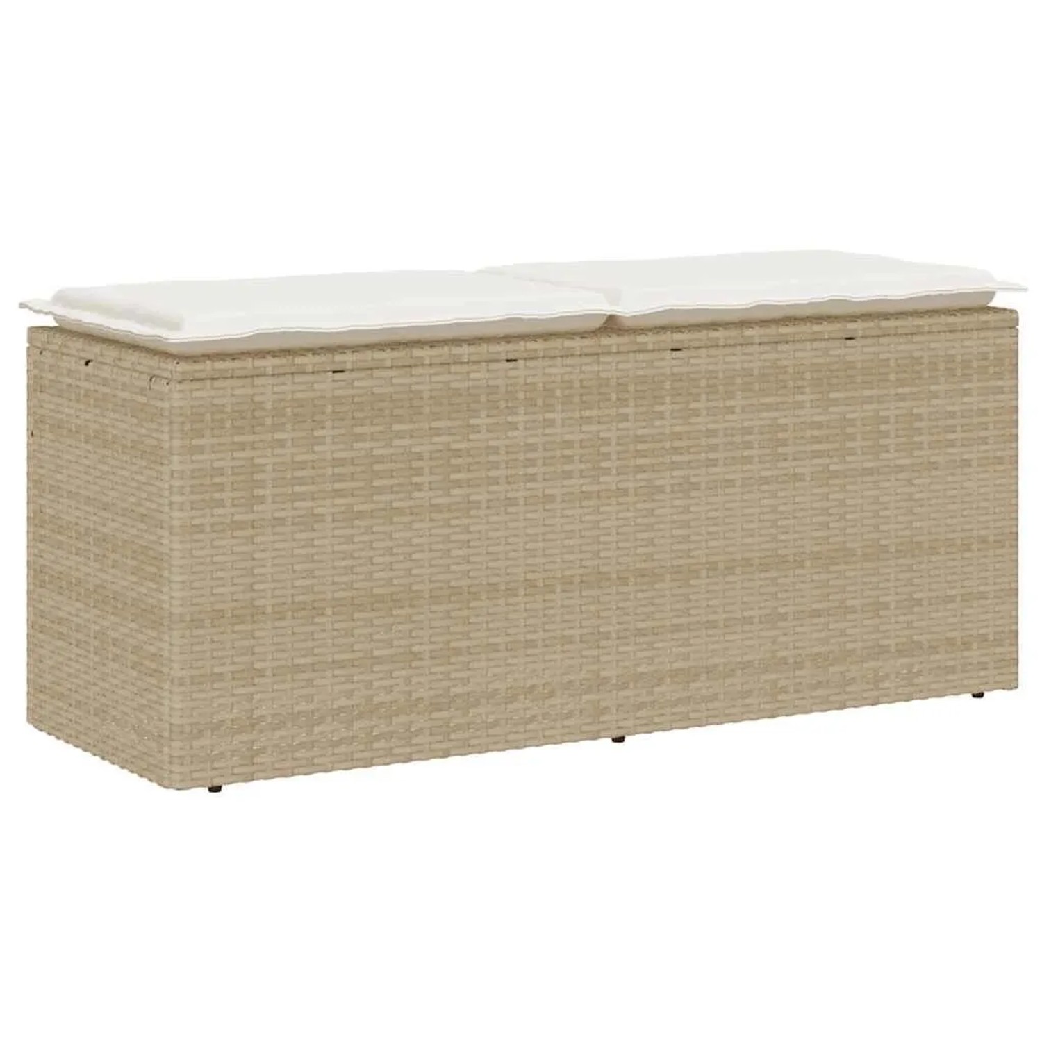 Furnicato Gartenbank Mit Kissen Beige 110x40x44 Cm Poly Rattan
