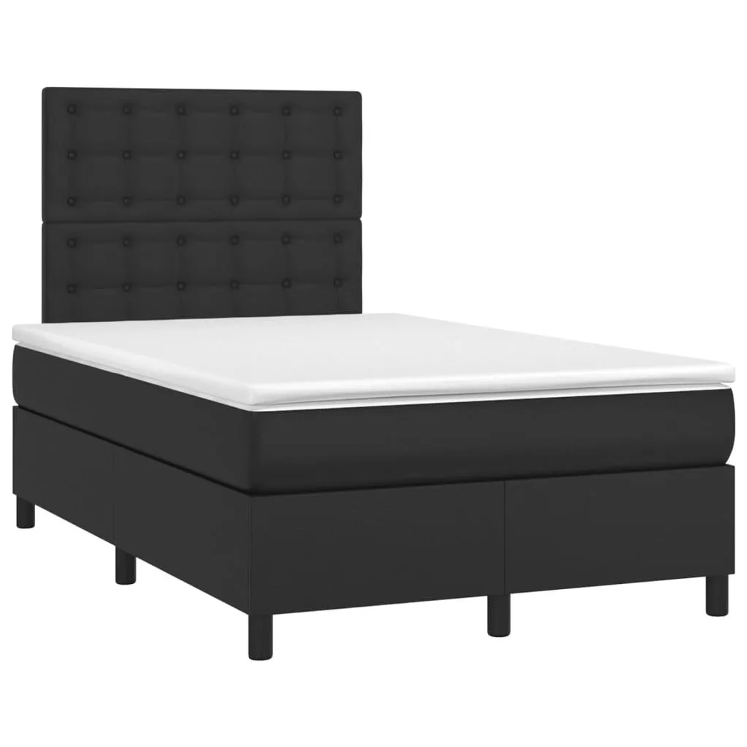 vidaXL Boxspringbett mit Matratze Schwarz 120x200 cm Kunstleder 3142833
