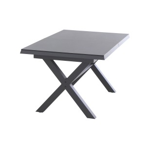 Ausziehbarer Siena Garden Gartentisch Ferrostone, 100x260 cm, mit modernem X-förmigen Untergestell.