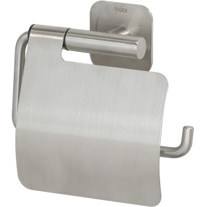 Tiger Toilettenpapierhalter Colar aus gebürstetem Edelstahl mit Deckel.
