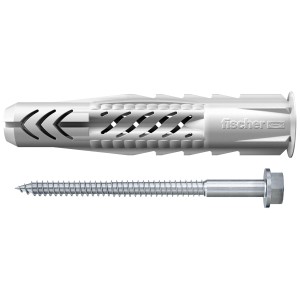Fischer UX Dübel (8x50) mit Sechskant-Sicherheitsschraube (6x66) für Flachbild-TV Halterungen.