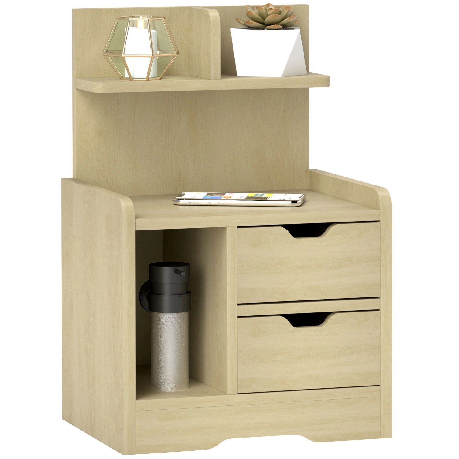 HOMCOM Nachttisch Beistelltisch Spanplatte Naturholz 40L x 30B x 60H cm